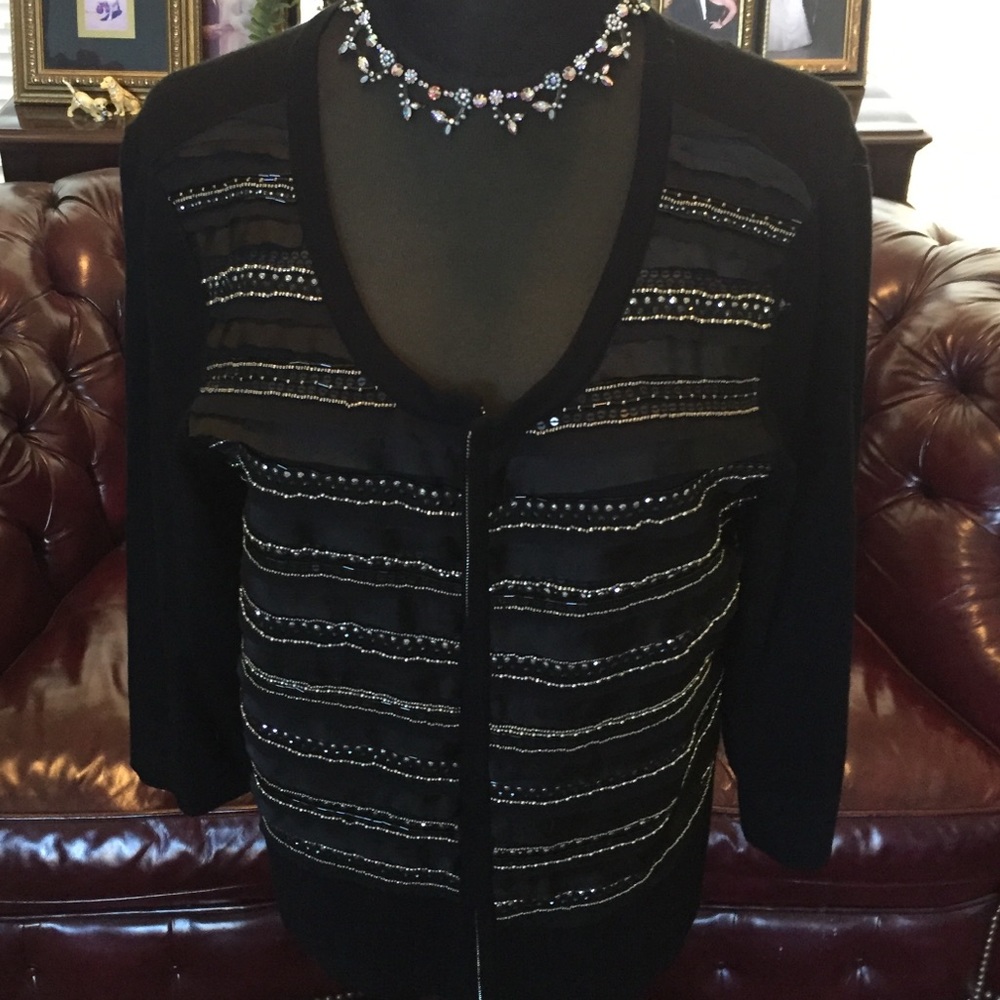 White House Black Market Black Cardigan Size L